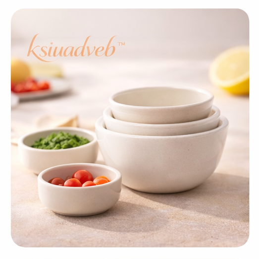 ksiuadveb™ Nesting Ceramic Prep Bowls Set, Small Kitchen Serving Bowls for Spices, Sauces & Ingredients