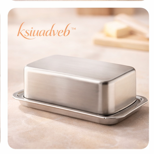 ksiuadveb™ Stainless Steel Butter Dish with Lid, Modern Butter Keeper for Countertop or Refrigerator