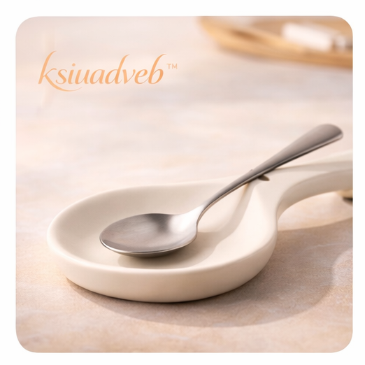 ksiuadveb™ Ceramic Spoon Rest with Soft Matte Finish, Minimalist Kitchen Counter Holder for Cooking Utensils